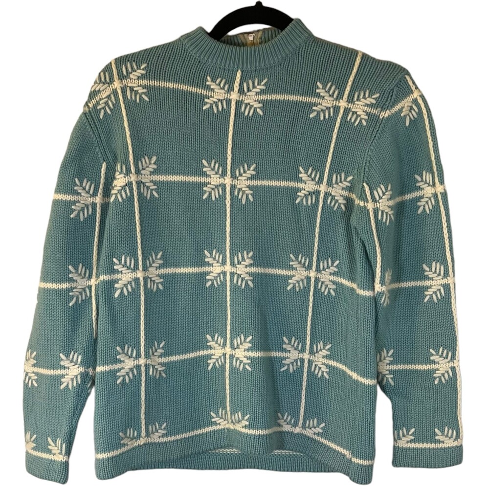 Joyce Sportswear Vintage 60s Wool Blue White Knit Sweater Women's 36 (small)